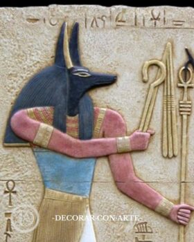 Relief of Anubis. Polychromed. 29 cm.