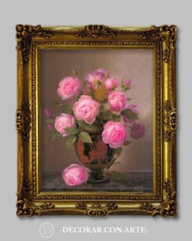 Peinture Roses par William Hammer. 63x52 cm