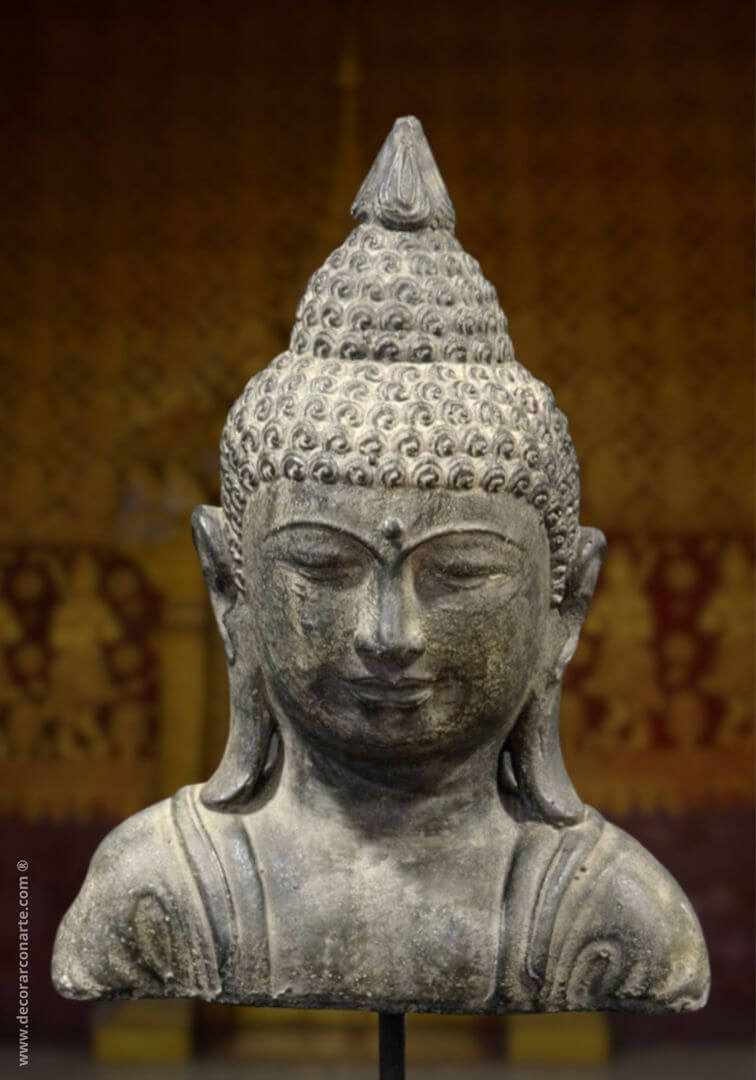 Buddha-Kopf. (Stein grau). 37x20x12cm Geschäft Kunstreproduktionen - von