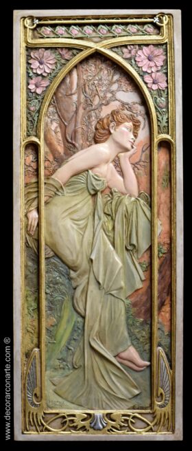 relieve atardecer Alphonse Mucha