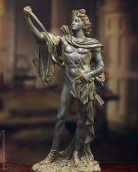 Apollo con fiocco. Patina di bronzo 28cm