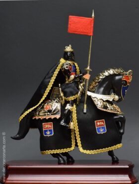 Figur Der Schwarze Prinz zu Pferd. H35cm