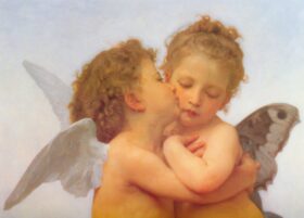 Cupido y Psique, niños. (Fragmento). Lienzo de Adolphe Bouguereau (1825-1905)