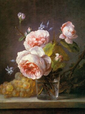 Rosas en vaso. Lienzo de Anne Vallayer