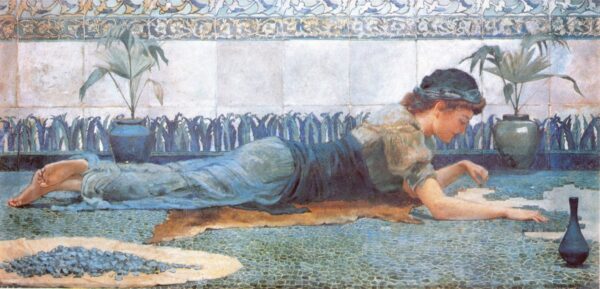 Mosaïque bleue. Toile Edward Hale (1852-1924).