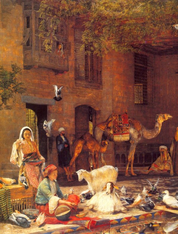 The Courtyard of the House of the Coptic Patriarch (Fragment). Canvas by J.F. Lewis (1805-1876)