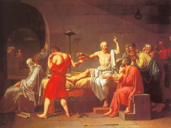 The Death of Socrates. Canvas by Jacques-Louis David (1748-1825)