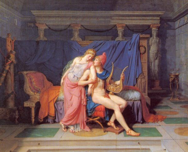 The Courtship of Paris and Helen. Canvas by Jacques-Louis David (1748-1825)