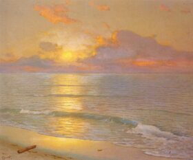 Atardecer. Lienzo de Guillermo Gómez Gil (1862-1942)