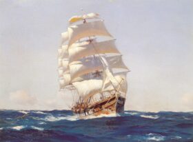 Velero. Lienzo de Thomas Somerscales (1842-1927)