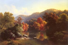 Otoño en el río. Lienzo de Paul Weber