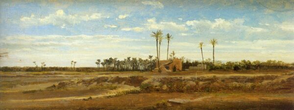 A forest of palm groves, (Elche). Canvas by Carlos de Haes (1829-1898)