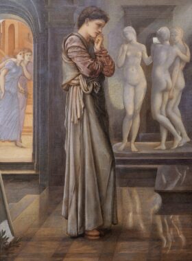 Pigmalión y la Imagen; El corazón. Lienzo de Burne Jones (1833-1898)