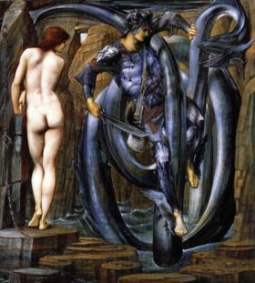 Perseo, El Destino cumplido. Lienzo de Burne Jones (1833-1898)