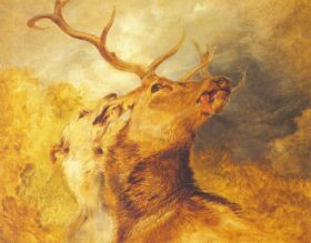 Lucha del ciervo. Lienzo de Landseer