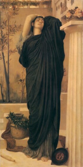 Electra ante la tumba de Agamenón. Lienzo de F. Leighton (1830-1896)