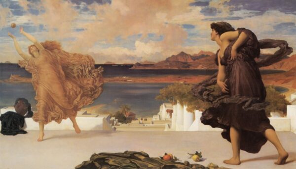 Griechische Frauen beim Ballspielen. Leinwand von F. Leighton (1830-1896)