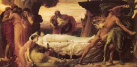 Hércules detiene a la muerte. Lienzo de F. Leighton (1830-1896)