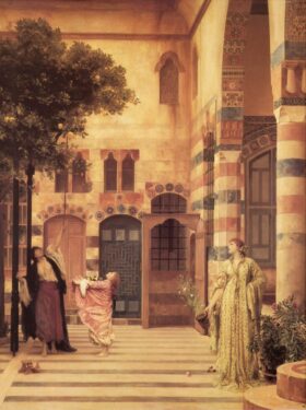 Patio en Damasco. Lienzo de F. Leighton (1830-1896)