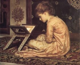 Estudio en un atril de lectura. Lienzo de F. Leighton (1830-1896)