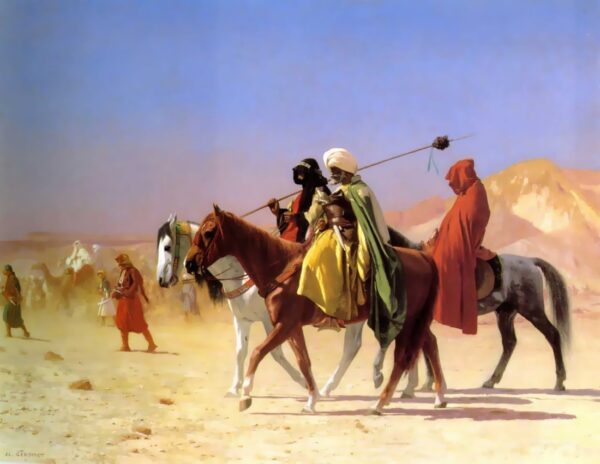 Les Arabes traversent le désert. Toile de Jean Léon Gérôme (1824-1904)