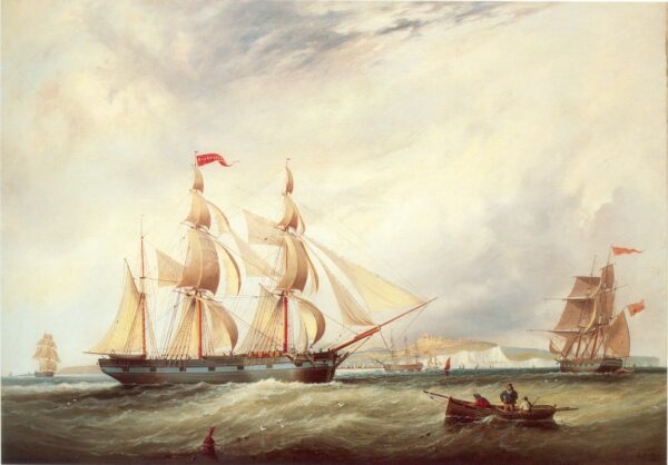 Sailing ships.  Canvas by John Scott (1850-1919)