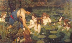 Hylas y las Ninfas. Lienzo de J.W. Waterhouse (1849-1917)