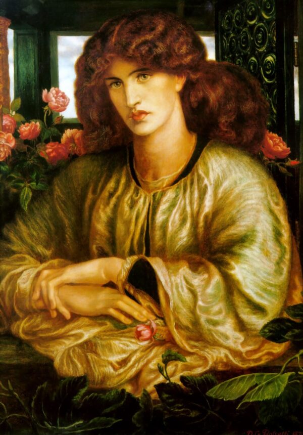 Lady at the Window. Canvas by Rossetti (1828-1882)