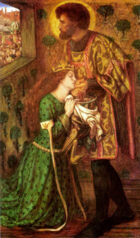 San Jorge y la princesa Sabra. Lienzo de Rossetti (1828-1882)