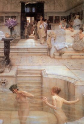 Una costumbre predilecta. Lienzo de Alma Tadema (1836-1912)