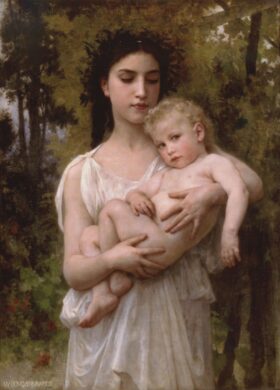 Niña con su hermano . Lienzo de Adolphe Bouguereau (1825-1905)