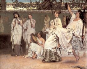 Una celebración privada (Fragmento I). Lienzo de Alma Tadema