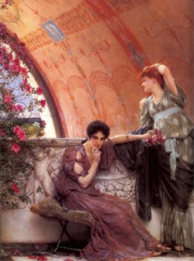 Rivales sin saberlo (Detalle). Lienzo de Alma Tadema (1836-1912)