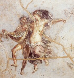 Fresco romano. Fauno y Bacante