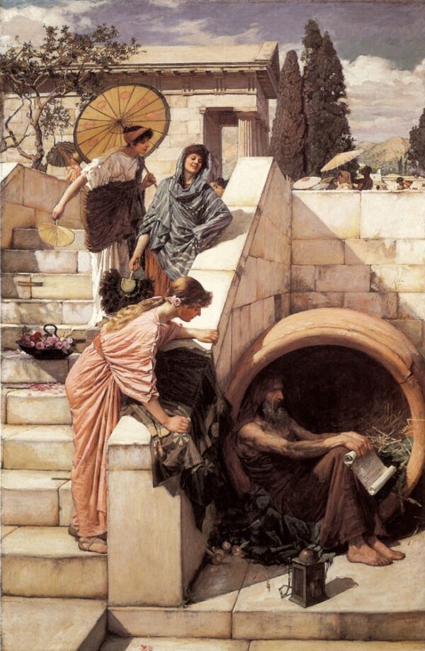 Diogenes. Canvas by J.W. Waterhouse (1849-1917)