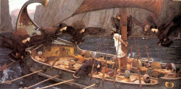 Ulysses and the Sirens. Canvas by J.W. Waterhouse (1849-1917)