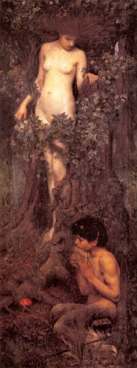 Un sileno. Lienzo de J.W. Waterhouse (1849-1917)