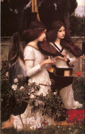 Ángeles (fragmento de Santa Cecilia). Lienzo de J.W. Waterhouse (1849-1917)