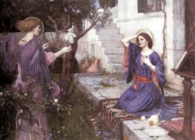 La Anunciación. Lienzo de J.W. Waterhouse (1849-1917)