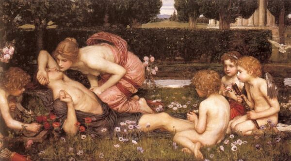 Das Erwachen des Adonis. Leinwand von J.W. Waterhouse (1849-1917)