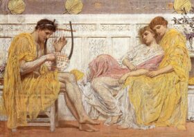 Un músico. Lienzo de Albert Moore (1841-1893)