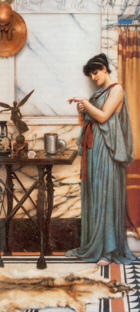 Su regalo de cumpleaños. Lienzo de Godward (1861-1922)