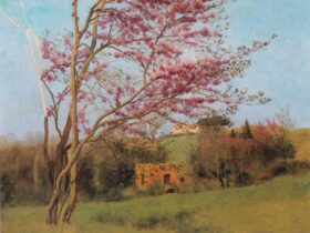 Estudio: Floración de la Almendra roja. Lienzo de Godward (1861-1922)