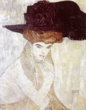 Sombrero de plumas negro. Lienzo de Klimt (1862-1918)