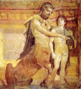 Fresco de Pompeya. Quiron y Aquiles