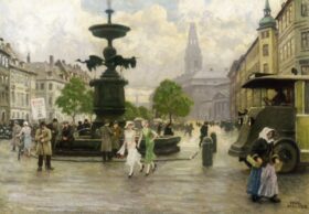 Storkespringvand, Copenhague. Lienzo de Paul Gustav Fischer