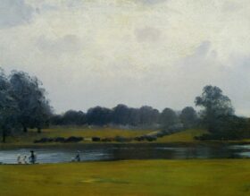 El Serpentine en Hyde Park, Londres. Lienzo de Giuseppe de Nittis