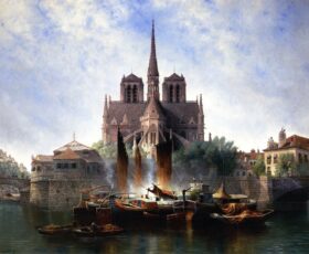 Notre Dame en París. Lienzo de Edwin Deakin