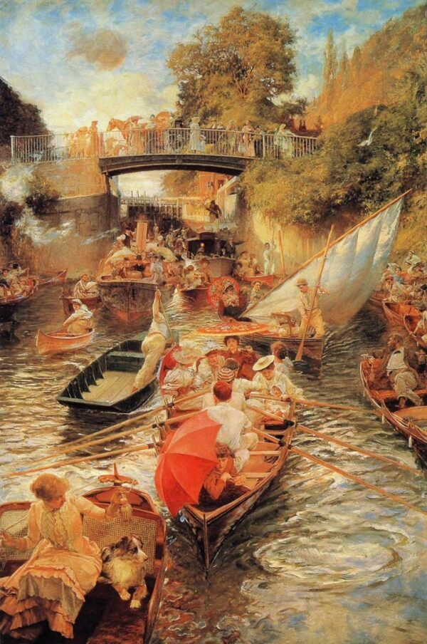 Boulter's Lock, Sunday afternoon. Canvas by Edward John Gregory