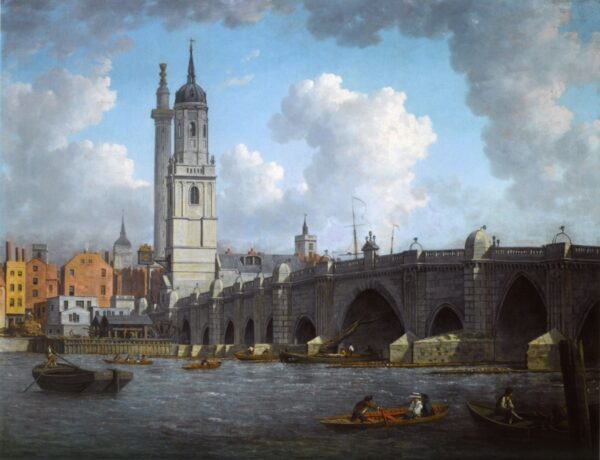 View of London Bridge. Canvas by William Marlow